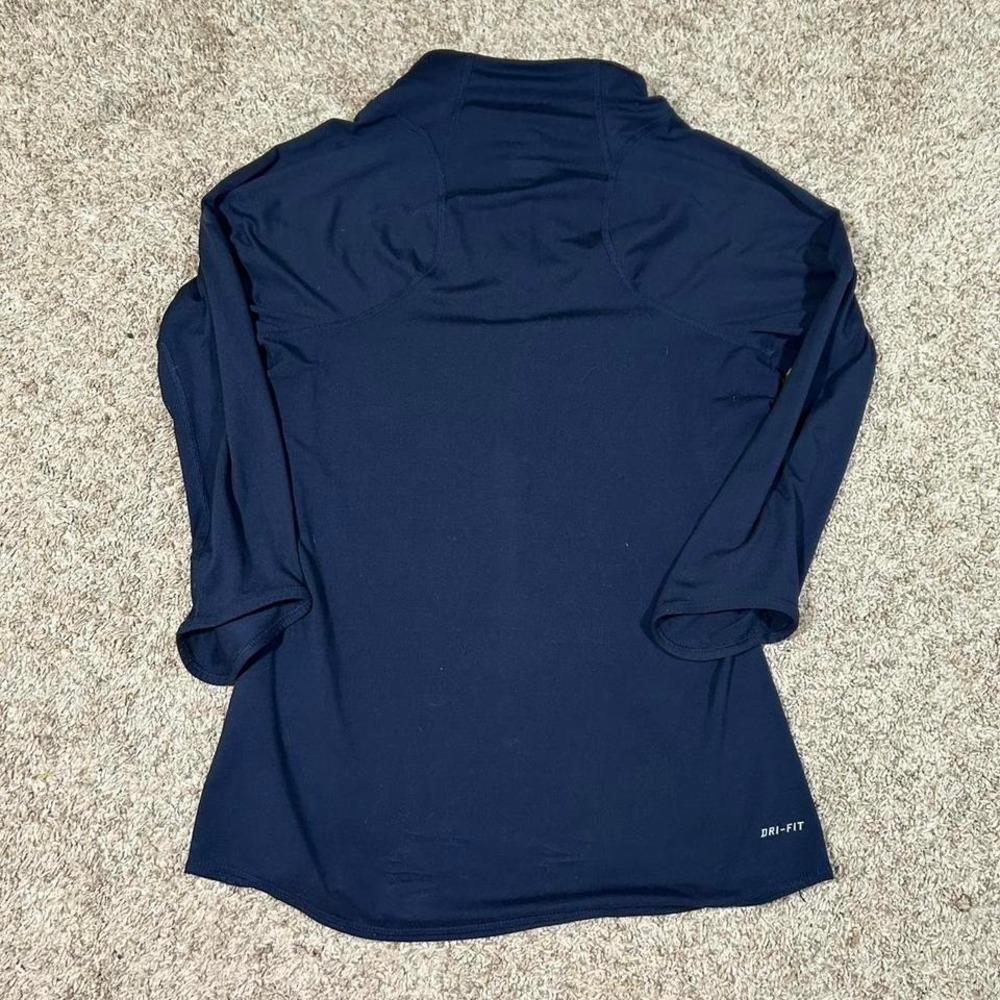 Women's Nike Dri-FIT Navy‎ Quarter Zip Crop Sleeve Athletic Running Gym Top S - Picture 3 of 7